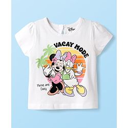 Babyhug Disney Single Jersey Knit Half Sleeves Shorts Night Suit With Minnie and Friends Graphics - Multicolor