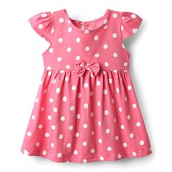Babyhug Single Jersey Knit Cap Sleeves Polka Dot & Floral Printed Frocks With Bow Applique Pack of 2 - Pink & Navy Blue