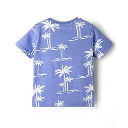 Babyhug Cotton Knit Half Sleeves Co-ords Night Suit With Tropical Theme Print - Lavender