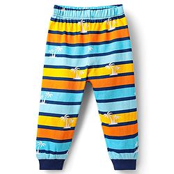 Babyhug Cotton Knit Half Sleeves Striped Co-Ord Night Suit - Multicolor