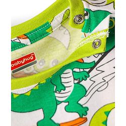 Babyhug Cotton Knit Half Sleeves Co-ords Night Suit With Dino Print - White