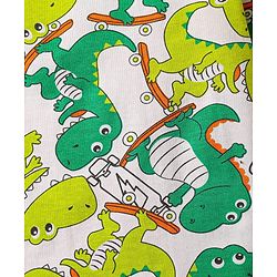 Babyhug Cotton Knit Half Sleeves Co-ords Night Suit With Dino Print - White