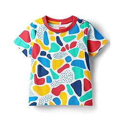 Babyhug Cotton Knit Half Sleeves Co-ords Night Suit With Abstract Print - Multicolour
