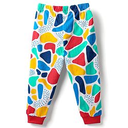 Babyhug Cotton Knit Half Sleeves Co-ords Night Suit With Abstract Print - Multicolour