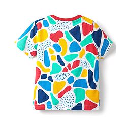 Babyhug Cotton Knit Half Sleeves Co-ords Night Suit With Abstract Print - Multicolour