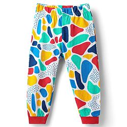 Babyhug Cotton Knit Half Sleeves Co-ords Night Suit With Abstract Print - Multicolour