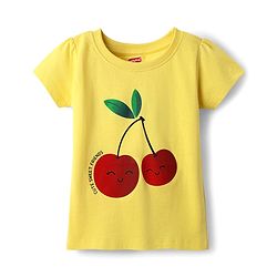Babyhug  Cotton Knit Half Sleeves Capri Night Suit with Cherry Print - Yellow