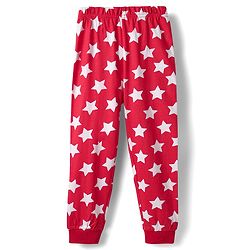Babyhug Cotton Knit Half Sleeves Night Suit With Text & Star Print - Red