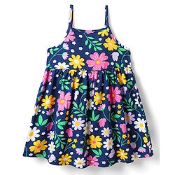 Babyhug Single Jersey Knit Half Sleeves Floral Printed Frock With Inner Tee - Navy Blue