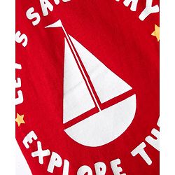 Babyhug Cotton Knit Half Sleeves Night Suit with Nautical Theme Print - Red