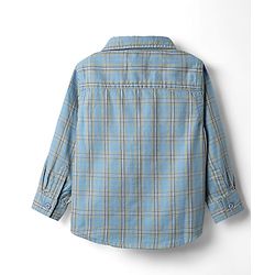 Babyhug Cotton Woven Full Sleeves Shirt & Trouser Set with Bow & Checks - Light Blue & Khaki