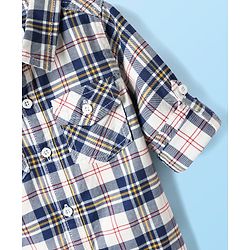 Babyhug Cotton Woven Full Sleeves Shirt & Jeans Set with Checks - Blue