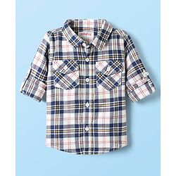 Babyhug Cotton Woven Full Sleeves Shirt & Jeans Set with Checks - Blue