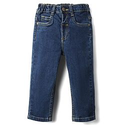 Babyhug Cotton Woven Full Sleeves Checkered Shirt & Denim Jeans Set - Navy Blue