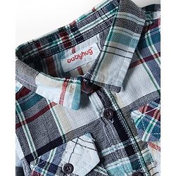 Babyhug Cotton Woven Full Sleeves Checkered Shirt & Denim Jeans Set - Navy Blue