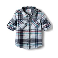 Babyhug Cotton Woven Full Sleeves Checkered Shirt & Denim Jeans Set - Navy Blue