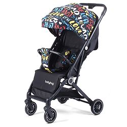 Babyhug Portable Baby Stroller with One-hand Z Compact Fold - Black| Pram for Newborn| Concealed Linked Brake| Swivel Wheels| 5 point Safety Harness| Air Cabin Friendly|