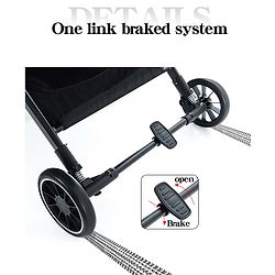 Babyhug Portable Baby Stroller with One-hand Z Compact Fold - Black| Pram for Newborn| Concealed Linked Brake| Swivel Wheels| 5 point Safety Harness| Air Cabin Friendly|