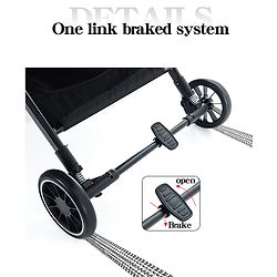 Babyhug Portable Baby Stroller with One-hand Z Compact Fold - Black| Pram for Newborn| Concealed Linked Brake| Swivel Wheels| 5 point Safety Harness| Air Cabin Friendly|