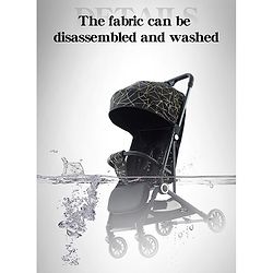 Babyhug Portable Baby Stroller with One-hand Z Compact Fold - Black| Pram for Newborn| Concealed Linked Brake| Swivel Wheels| 5 point Safety Harness| Air Cabin Friendly|