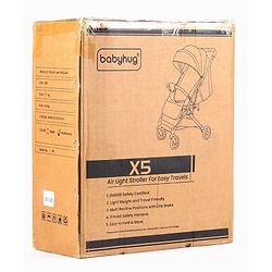 Babyhug Portable Baby Stroller with One-hand Z Compact Fold - Black| Pram for Newborn| Concealed Linked Brake| Swivel Wheels| 5 point Safety Harness| Air Cabin Friendly|