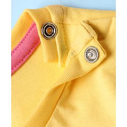 Babyhug Cotton Knit Half Sleeves Capri Night Suit With Bunny & Floral Print - Yellow