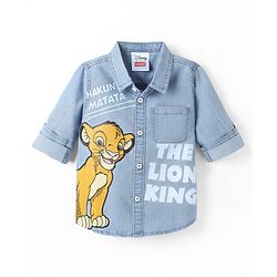 Babyhug Disney Denim Woven Full Sleeves Shirt with Lion King Graphics - Light Blue