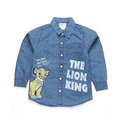 Babyhug Disney Denim Woven Full Sleeves Shirt with Lion King Graphics - Light Blue
