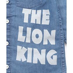 Babyhug Disney Denim Woven Full Sleeves Shirt with Lion King Graphics - Light Blue