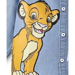 Babyhug Disney Denim Woven Full Sleeves Shirt with Lion King Graphics - Light Blue