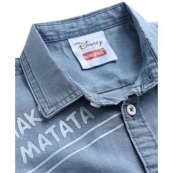 Babyhug Disney Denim Woven Full Sleeves Shirt with Lion King Graphics - Light Blue