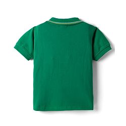 Babyhug 100% Cotton Half Sleeves Polo T- Shirt with Safari Patch Detailing - Green