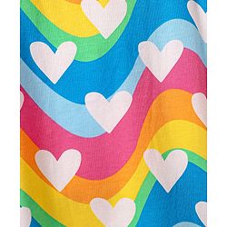 Babyhug Cotton Knit Cap Sleeves Nighty With Heart Print - Multicolor