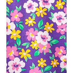Babyhug Cotton Knit Half Sleeves Nighty With Floral Print - Purple