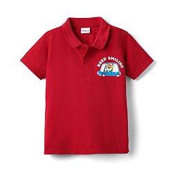 Babyhug 100% Cotton Knit Half Sleeves Polo T- Shirt with Tiger Print - Red