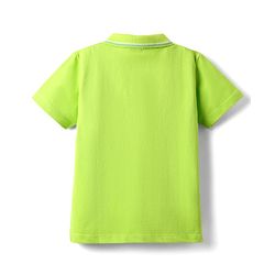 Babyhug 100% Cotton Knit Half Sleeves Polo T-Shirt with Patch Detailing - Limegreen