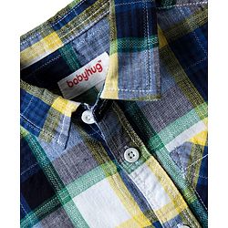 Babyhug Cotton Woven Full Sleeves Checkered Shirt & Denim Jeans Set - Navy Blue