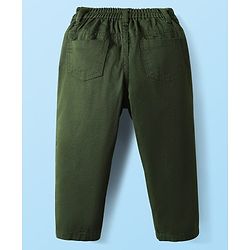 Babyhug 100% Cotton Woven Full Sleeves Shirt & Trouser Set With Leaf Print - Olive Green