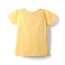 Babyhug Cotton Knit Half Sleeves Shorts Night Suit With Fresh Text Print & Bow Applique  - Yellow & Pink