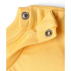 Babyhug Cotton Knit Half Sleeves Shorts Night Suit With Fresh Text Print & Bow Applique  - Yellow & Pink