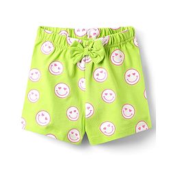 Babyhug Cotton Knit Half Sleeves Shorts Night Suit With Smile Text Print - Lime Green