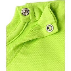 Babyhug Cotton Knit Half Sleeves Shorts Night Suit With Smile Text Print - Lime Green