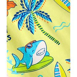 Babyhug Cotton Knit Half Sleeves Co-Ord Night Suit With Beach Theme Print - Yellow