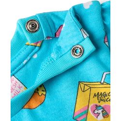 Babyhug Cotton Knit Half Sleeves Co-Ord Night Suit With Tropical Print - Light Blue