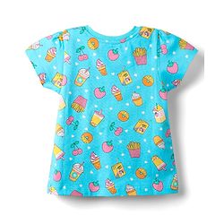 Babyhug Cotton Knit Half Sleeves Co-Ord Night Suit With Tropical Print - Light Blue