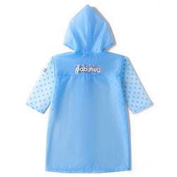 Babyhug Full Sleeves Below Knee Length Hooded Raincoat With Dinosaur & Star Print - Blue