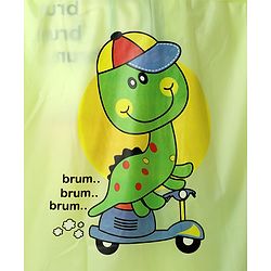 Babyhug Full Sleeves Hooded Raincoat with Dino Print - Limegreen