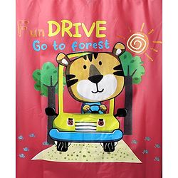 Babyhug Full Sleeves Hooded Raincoat With Tiger Print - Red