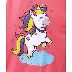 Babyhug Full Sleeves Below Knee Length Hooded Raincoat With Unicorn Print - Pink