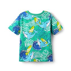 Babyhug Cotton Knit Half Sleeves Co-Ord Night Suit With Dolphin & Leaf Print - Green